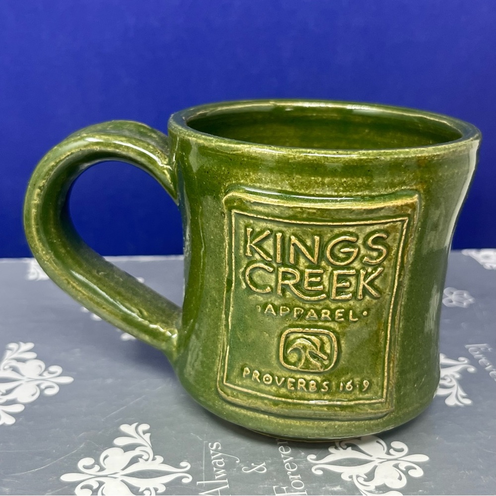Black Oak Kings Creek Apparel Proverb 16:9 Green Glazed Mug